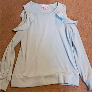 Aqua off the shoulder sweatshirt